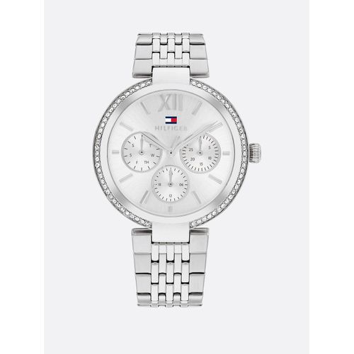 Montre En Acier Inoxydable À Lunette Sertie De Cristal Sophia Watch/Silver
