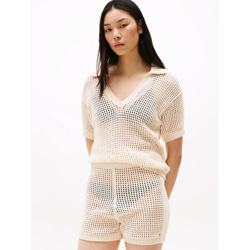 Chemise En Crochet À Manches Courtes Polo Ss Crochet/Muslin - Xs-S