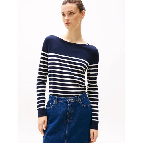 Pull En Jersey À Col Bateau Co Jersey Stitch Boat-Nk Ls Swt/Dark Night Navy/Ivory Petal Stp - Xl
