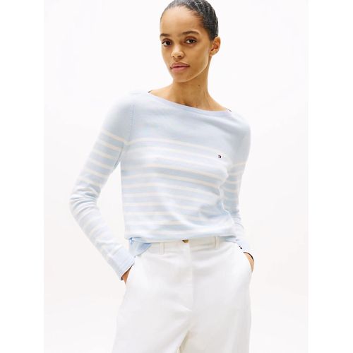 Pull En Jersey À Col Bateau Co Jersey Stitch Boat-Nk Ls Swt/Breezy Blue/Ivory Petal Stp - S