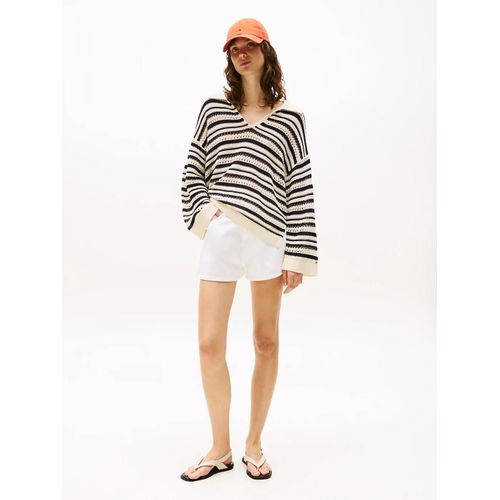 Short Évasé Blanc En Denim Taille Haute Dnm White Mini Flare Hw Short/White - 32