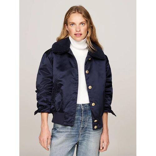 Veste Décontractée Et Matelassée En Satin Teddy Collar Satin Padded Jacket/Navy Blue - Xxxl