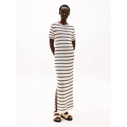 Robe Pull Longue En Crochet Motif Pointelle Pointelle Crochet Ss Swt Dress/Ivory Petal/Dark Night Navy Stp - Xxxl