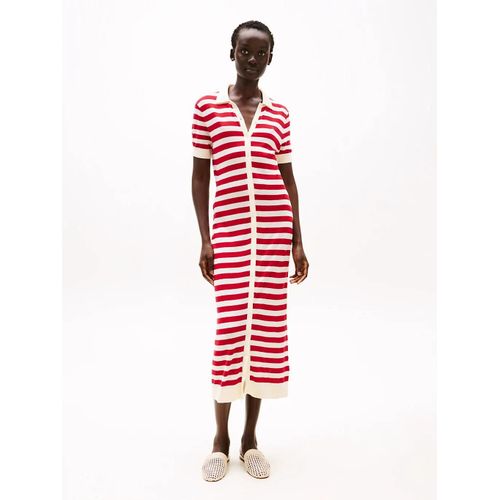 Robe Polo Midi Moulante À Manches Courtes Co Lyocell Vis Ss Polo Swt Dress/White Stripe 10 - Xxxl