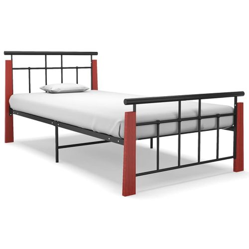 Vidaxl Cadre De Lit Sans Matelas Métal Bois De Chêne Massif 100x200 Cm