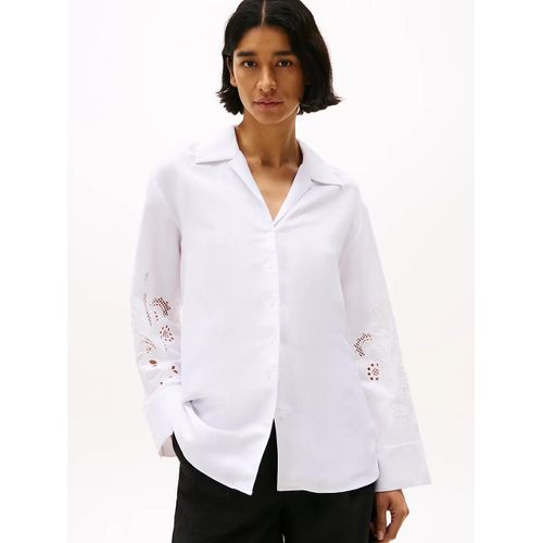 Chemise Ample À Broderie Anglaise Broderie Anglaise Linen Shirt/Optic White - 34