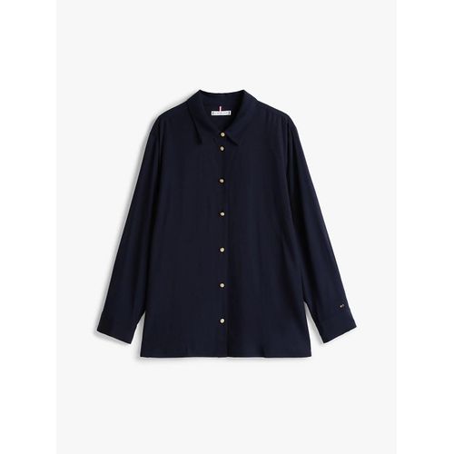 Chemise Décontractée Curve À Boutons Dorés Crv Gold Button Viscose Ls Shirt/Navy Blue - 52