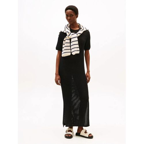 Robe Pull Longue En Crochet Motif Pointelle Pointelle Crochet Ss Swt Dress/Black - S