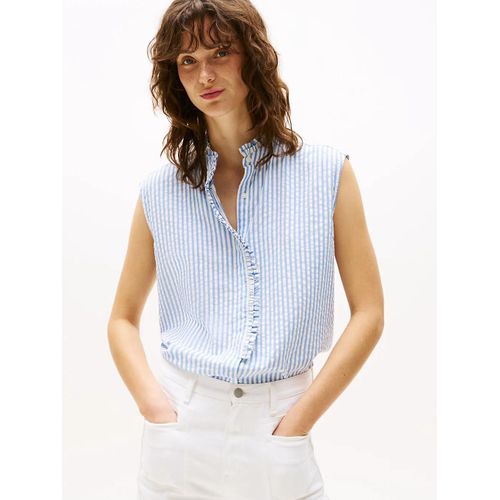 Chemisier Sans Manches En Seersucker À Volants Seersucker Ruffle N/S Shirt/Seersucker Stp/ Sample Blue - 46