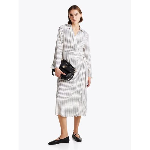 Robe Cache-C?ur Longueur Midi Col En V Fluid Vis Ls Wrap Midi Dress/White - 38