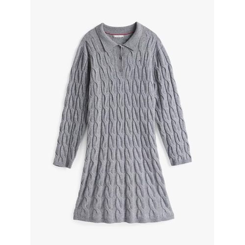 Robe Pull Courte Curve À Col Polo Crv Soft Wool Cable Polo Swt Drs/Medium Heather Grey - 52