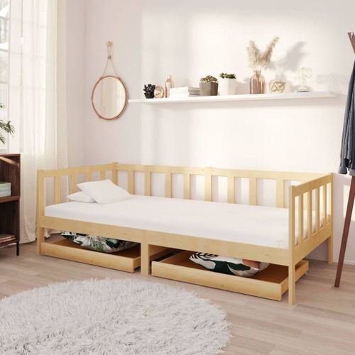Vidaxl Lit De Jour Sans Matelas Avec Tiroirs 90x200 Cm Bois Pin Massif