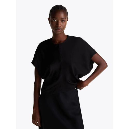 Haut En Satin À Manches Kimono Courtes Satin Drape Top Ss/Black - 32