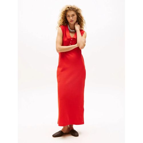 Robe Polo Midi Sans Manches The Runway Collection Pique Slvlss Maxi Polo Dress/Fire Red - S