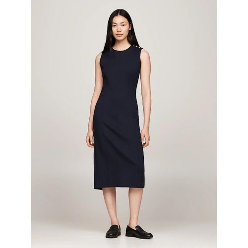 Robe Midi Moulante Sans Manches Punto Sleeveless Bodycon Dress/Navy Blue - 32