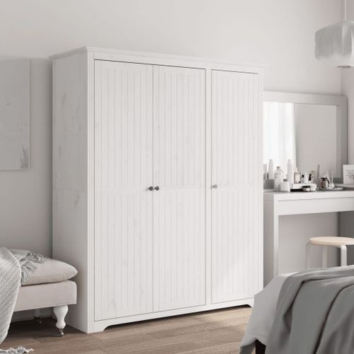 Vidaxl Garde-Robe Bodo Blanc 146x53,5x173 Cm Bois Massif De Pin