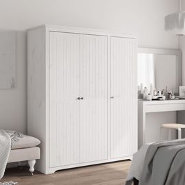 Vidaxl Garde-Robe Bodo Blanc 146x53,5x173 Cm Bois Massif De Pin