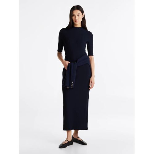 Robe Moulante Longueur Midi Côtelée Slim 5x2 Rib Midi Dress 1/2/Dark Blue - Xxs