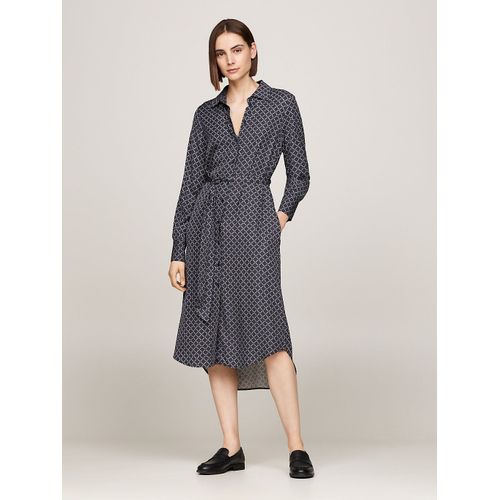 Robe Chemise À Ceinture Et Monotype Hilfiger Diamond Monotype Vis Shirt Dress/Diamond Monotype/ Military Denim - 34