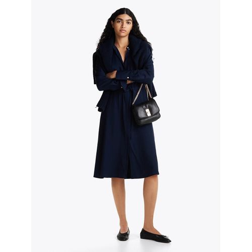 Robe Chemise Longueur Midi Sans Col Soft Vis Colarless Shirt Dress/Dark Blue - 44