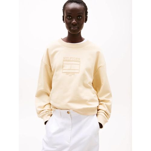 Pull À Col Ras-Du-Cou Et Drapeau Hilfiger Boxy Outline Flag C-Nk Swtshrt/Country Ivory - S