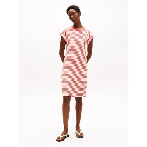 Robe T-Shirt Midi Côtelée Rib Short Reg Tee Drs/Ecru/ Brilliant Orange Fine Stp - S