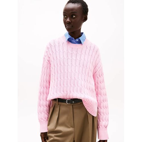 Pull En Maille Torsadée À Col Ras-Du-Cou Soft Co Cable C-Nk Ls Swt/Classic Pink - Xxs