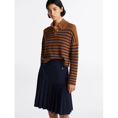 Pull En Laine Majoritaire Gold Button Polo Ls Sweater/Dark Brown - Xl