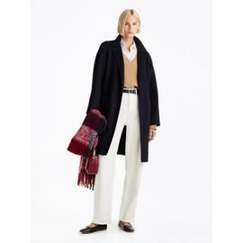 Manteau Ceinturé Double Face À Logo Tamponné Reg Df Wool Belted Coat/Navy Blue - 32