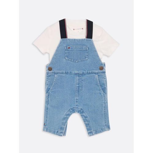 Salopette En Denim À Bretelles Contrastées Denim Dungaree/Light Blue - 74 Cm