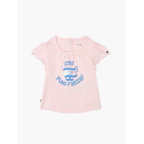 T-Shirt À Motif Et Manches Ruchées Girls Graphic Tee Ss/Precious Pink - 62 Cm
