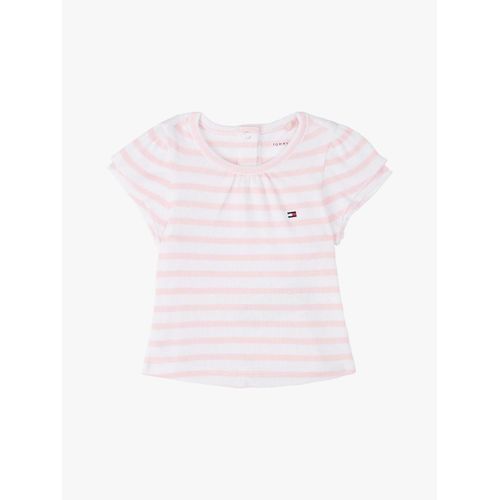 T-Shirt Côtelé À Rayures Striped Rib Tee Ss/Precious Pink Stripe - 80 Cm