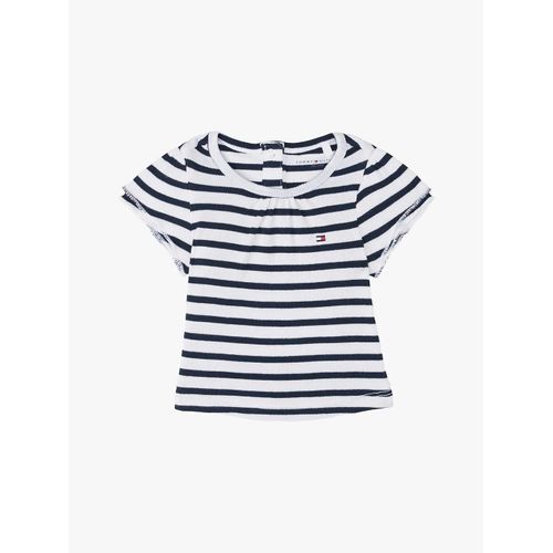 T-Shirt Côtelé À Rayures Striped Rib Tee Ss/Dark Night Navy Stripe - 68 Cm