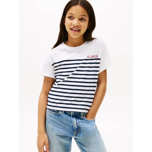T-Shirt Décontracté À Rayures Stripe Flag Tee Ss/Dark Night Navy Stripes - 152 Cm