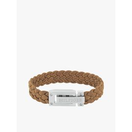 Bracelet Tressé En Daim Marron À Logo Estampé Flat Braided Le Bracelet/Brown