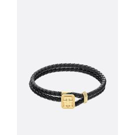 Bracelet En Cuir Tressé Et Plaqué Or Th Monogram Bracelet/Black