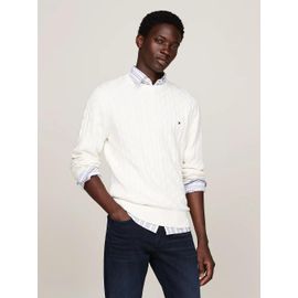 Pull Torsadé À Col Ras-Du-Cou Classic Cotton Cable Crew Neck/Ivory - Xxxl