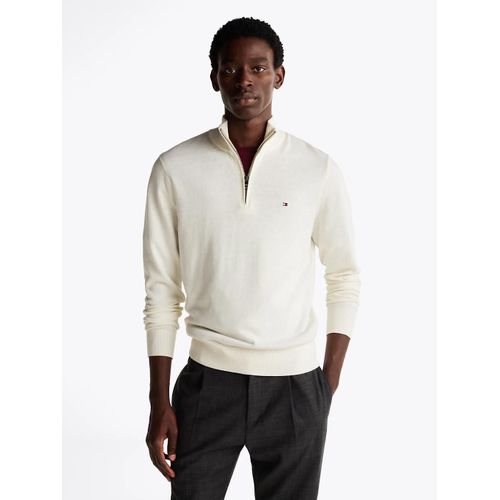 Pull Zippé Avec Cachemire À Col Cheminée Pima Org Ctn Cashmere Zip Mock/Ivory - Xxxl