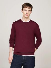 Pull Smart Casual En Pure Laine Dc Fine Gauge Merino Crew Nk/Burgundy - Xl