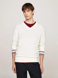 Pull Décontracté En Laine Majoritaire Gs Wool Blend V Neck/Ivory - Xl
