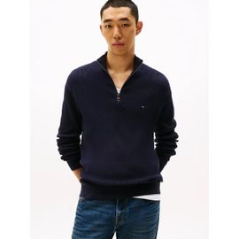 Pull Texturé À Zip Quart De Longueur Racking Structure Zip Mock/Navy Blue - Xxl