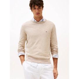 Pull En Mélange De Coton Et De Lin À Col En V Cotton Linen Crew Neck/Sandalwood / Ivory Petal Mouline - S