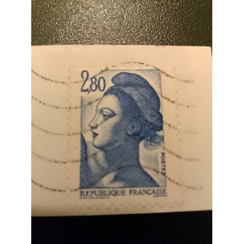 Timbre Oblitéré République Française 2,80 Marianne Bleu.