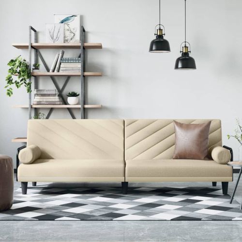 Vidaxl Canapé-Lit Avec Accoudoirs Crème Tissu
