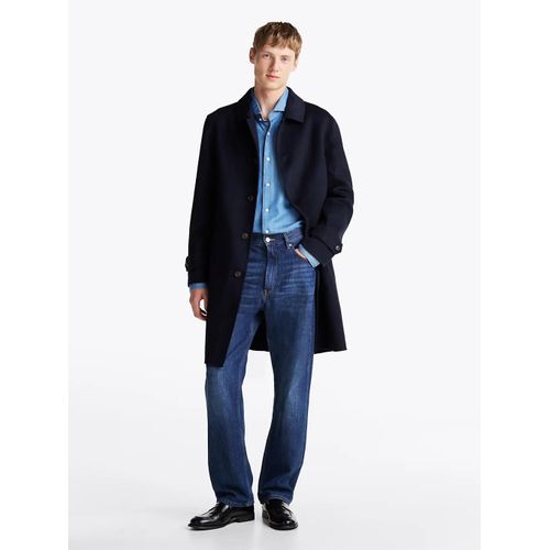 Paletot Long Smart Casual Dc Splittable Wool Carcoat/Navy Blue - Xxxl