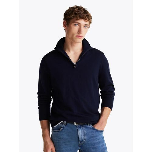 Pull Zippé Smart Casual En Laine Dc Fine Gauge Merino Zip Mock/Navy Blue - Xxxl