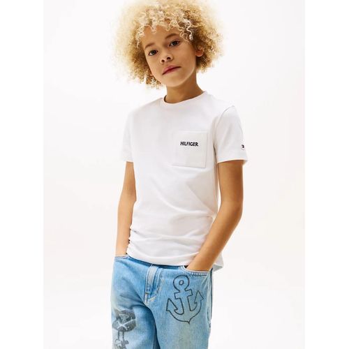 T-Shirt En Piqué À Poche Plaquée Hilfiger Emb Reg Pique Tee Ss/White - 92 Cm