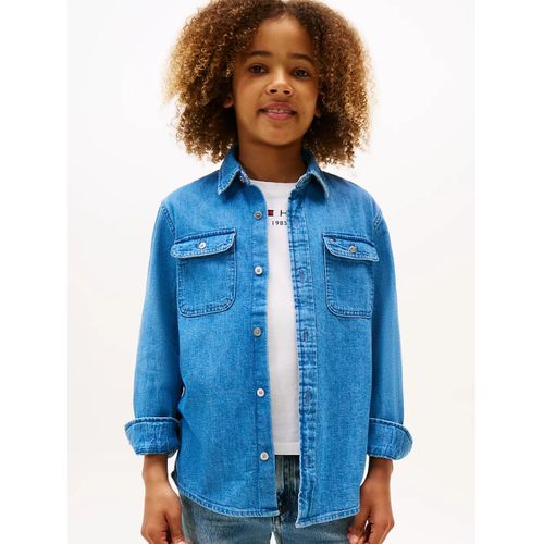 Chemise En Denim Délavé Mid Blue Denim Shirt Ls/Denim Medium Blue - 128 Cm