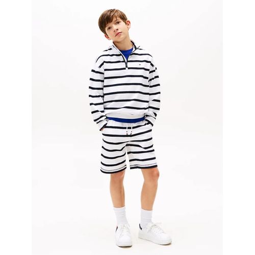 Short À Motif Marinière Texturé Slub Breton Stripe Short/White Navy Breton Stripe - 140 Cm