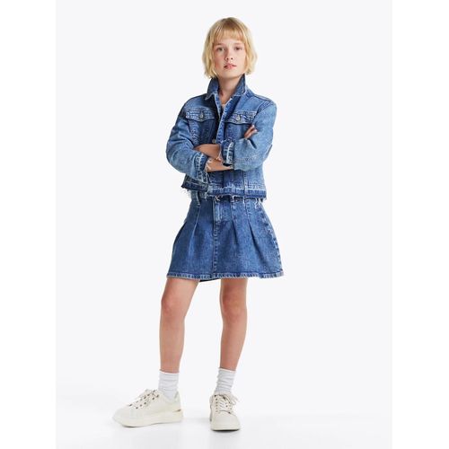 Minijupe Plissée En Denim Denim Pleated Skirt/Blue - 92 Cm